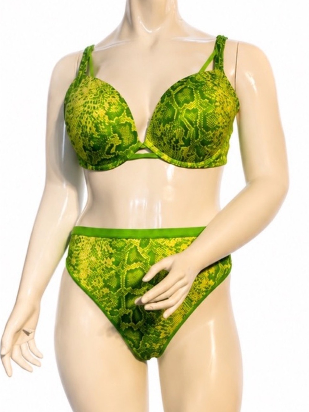 Lane Bryant Cacique Boost Plunge animal print bra set 40D and thong panty 18/20